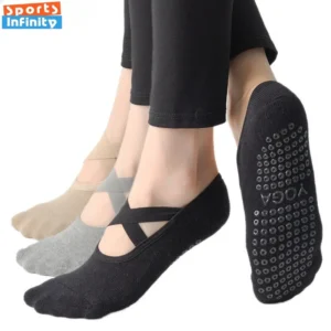 חנות Combed Cotton Towel Bottom Cross Tie Yoga Socks